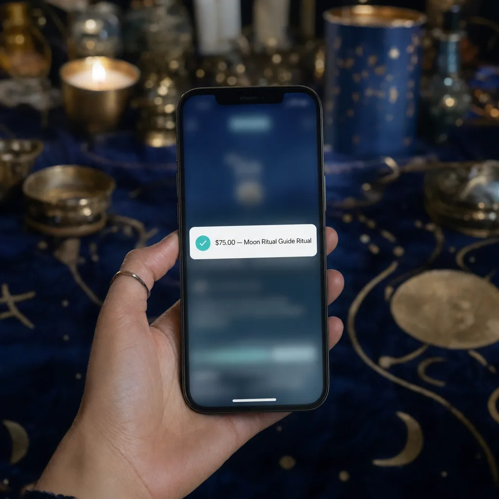 Your first paid session: payment received on the reader's phone